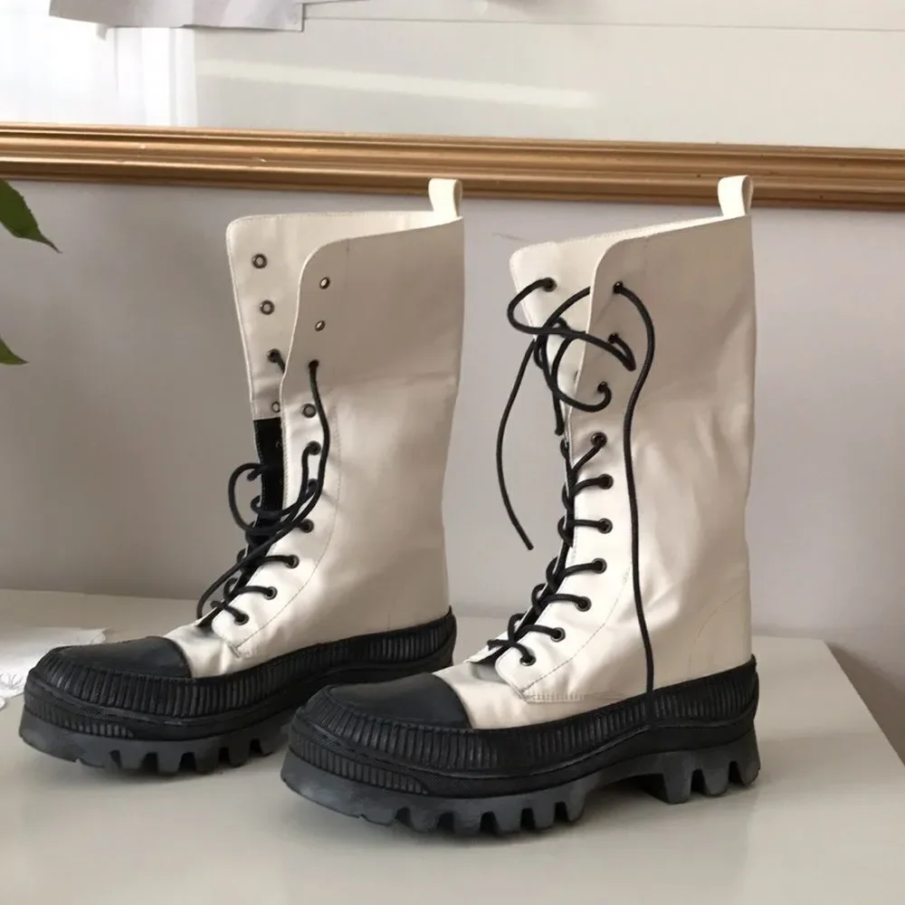 Free People Goldie Lug Sole Lace UP Utility Boots size 7